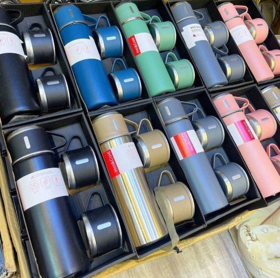 ترمس حراري ستانلس ستيل مع كوب تقديم